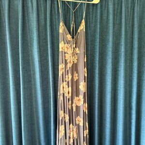 Mahina Gray/Blue Floral Midi Dress Size M